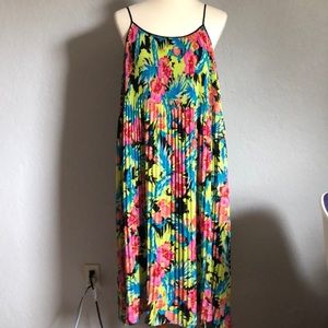 Loft Neon Floral Midi Dress